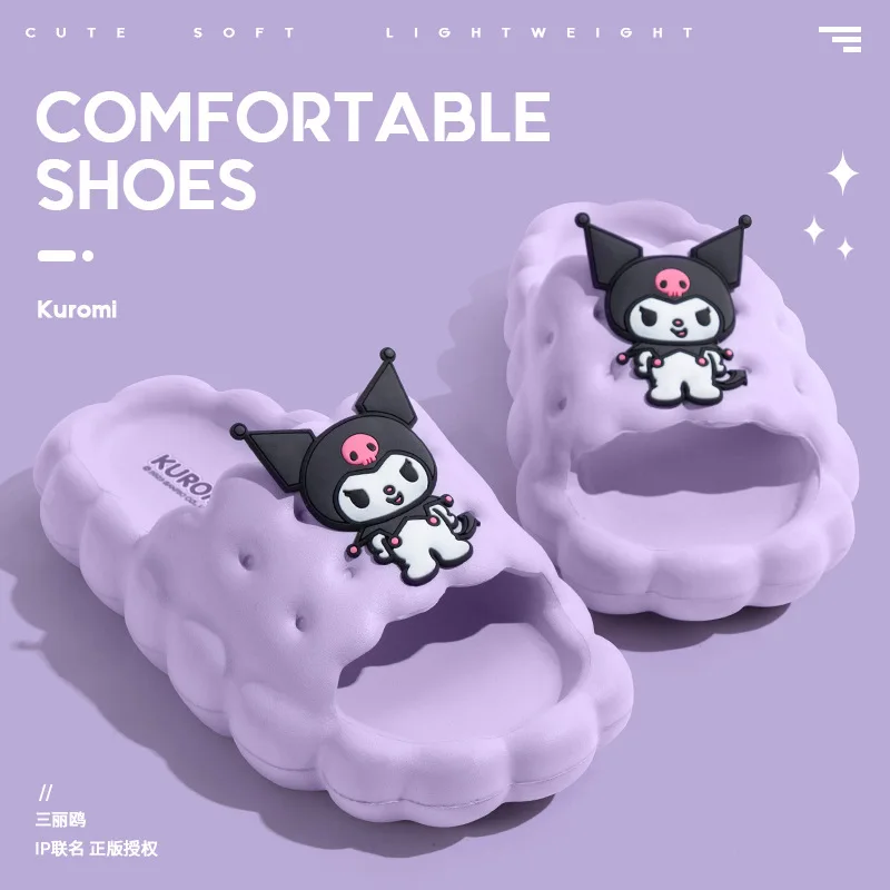 Sanrio Slippers Hello Kitty  Cinnamoroll Kuromi Slippers Kawaii Women Indoor Slippers Comzy Anti-Slip House Flat Slipper