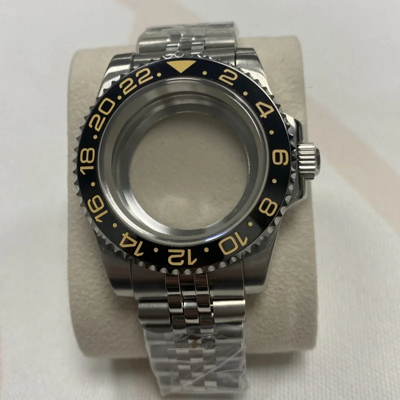 Accessories for NH35 Modification for Green GMT Stainless Steel Case + 5 Bead Fine-tunable Strap + Ceramic Ring Kit, Sapphire