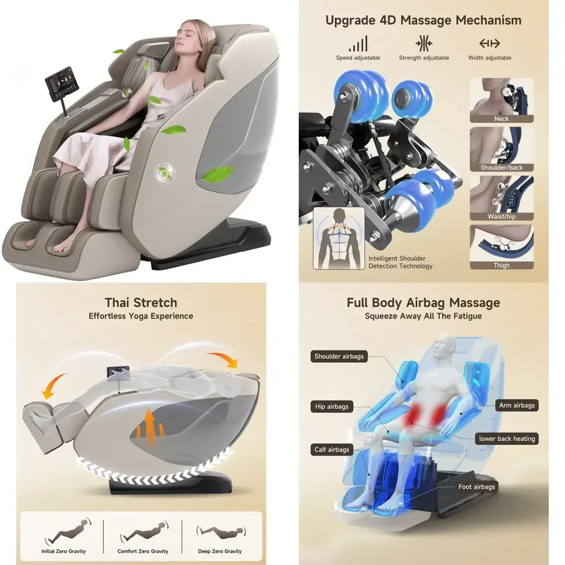 for Thai Stretch 4D Massage Chair with Level 2 Zero Gravity Body Scan and 30 Airbags