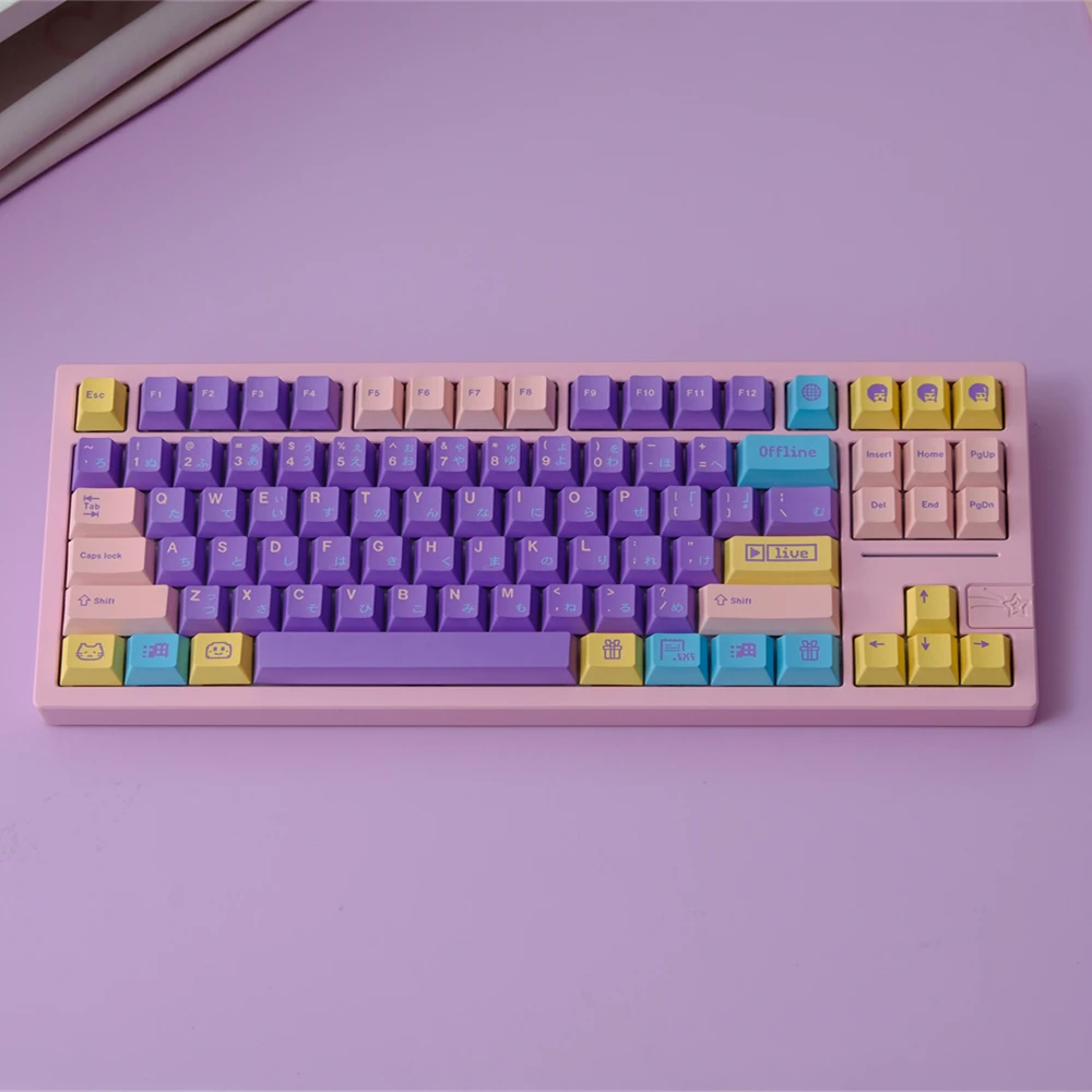 Imagem -05 - Pbt Keycaps para Teclado Mecânico Perfil Cereja Roxo Candy Pixels Dye-sub 150 Chaves Dividir Ansi Grande Grupo A75