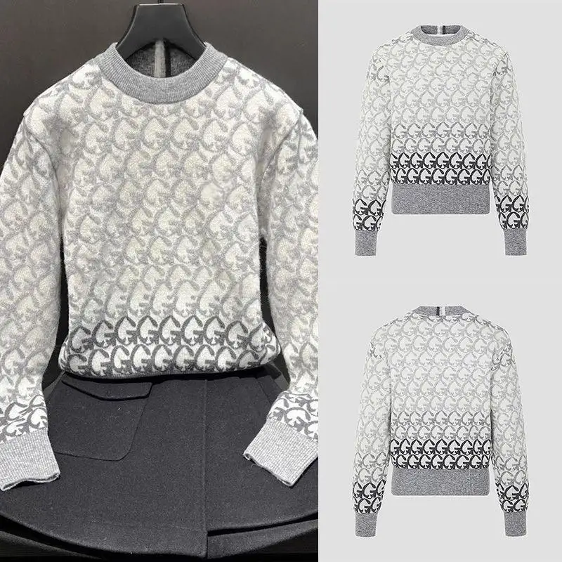 Clearance Sale-New Arrival Ladies Golf Crew Neck Knit Sweater Fall Winter Logo Color Matching Warm Fashion Women Golf Top