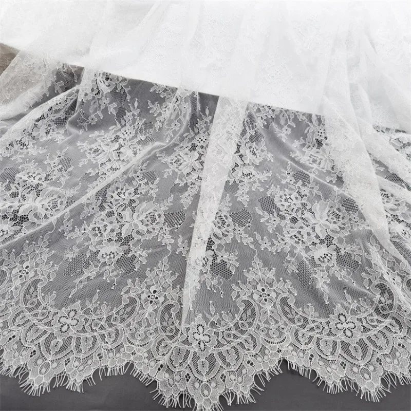 New Arrival Eyelash Lace Fabric Cut - Line Wavy Eyelash Lace 3m * 1.5m Ideal for Women's Dresses and Pajamas Soft and Elegant