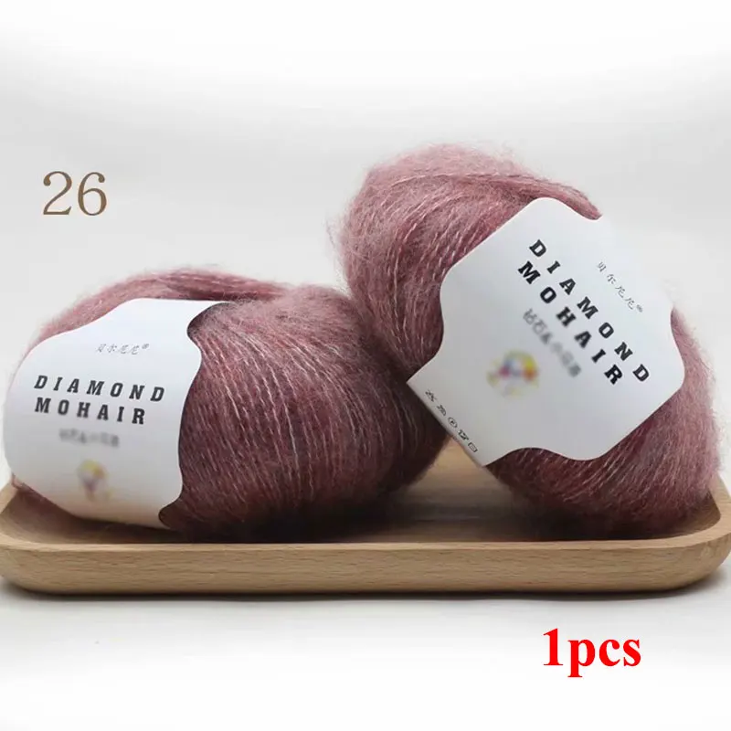 Wholesale 25g/roll Mohair Wool Handmade Crochet Sweater Elegant Solid Color Diamond Mohair Yarn DIY Crochet Sewing Accessories