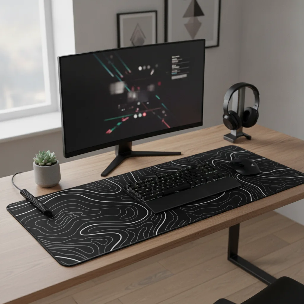 Topographic Shape Gaming Mouse Pad Anti-Slip Wear-Resistant Office Keyboard Desk Mat Computer Keyboard Mat Computer Desk