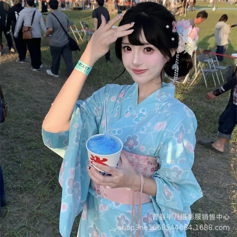 New Japanese Traditional Kimono Women's Yukata Photo Improved Clothing Japanese God Girl Photo Photography Dress