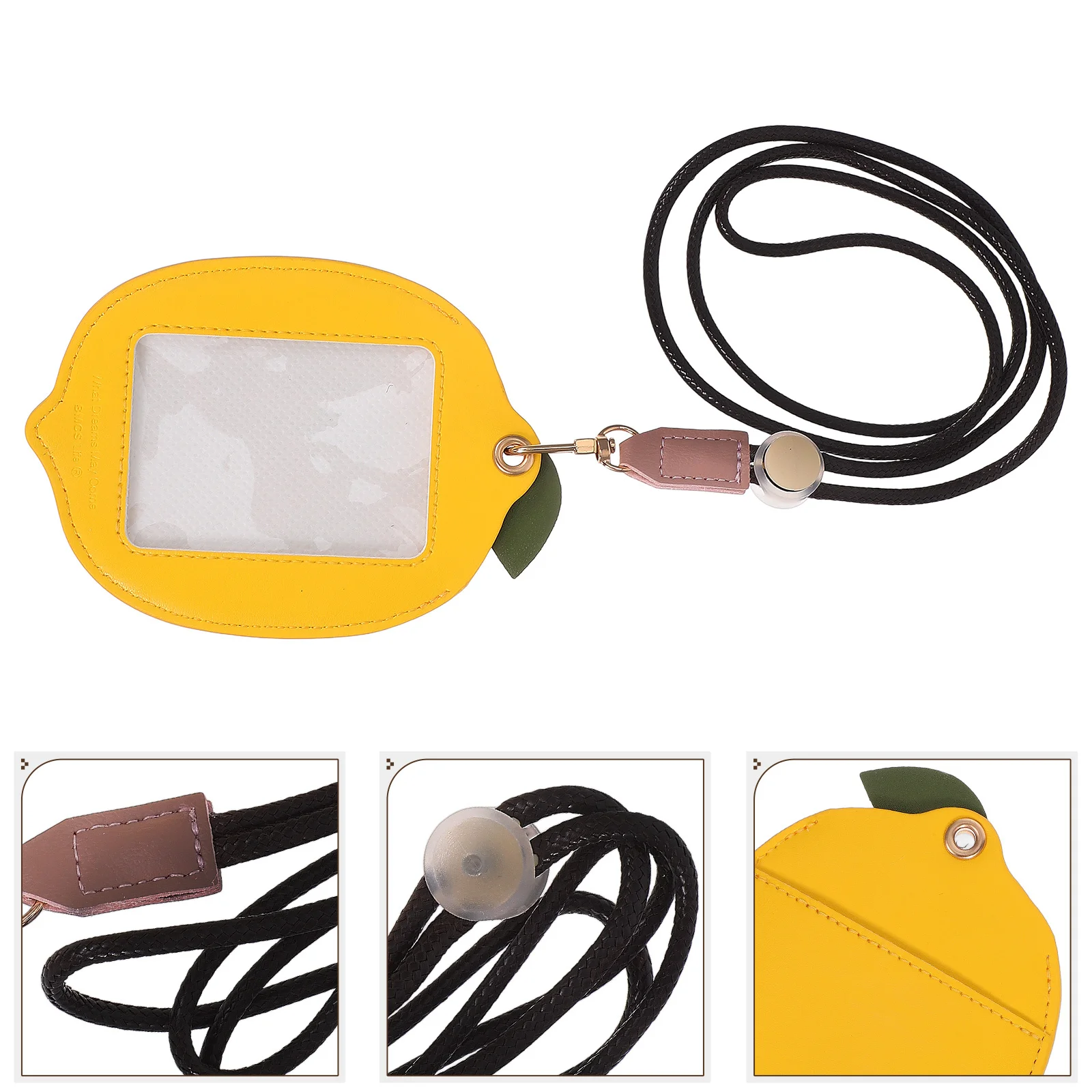 

Lemon Id Pu Badge Holder Lanyard For Office Workers Name Tag Sleeve Neck Hanging Card Protector Lanyard