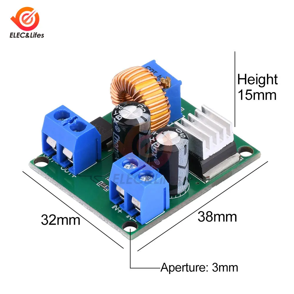 DC-DC 4-38V To 1.25-36V 5A 75W Adjustable Buck Power Module High-power Step-down Voltage Regulator Board With Heat Sink