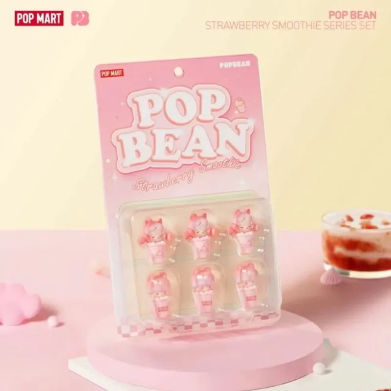 

POPMART POP BEAN SKULLPANDA Series STRAWBERRY SMOOTHIE SERIES SET слепая коробка игрушки аниме фигурка сюрприз Mystery Box куклы подарок