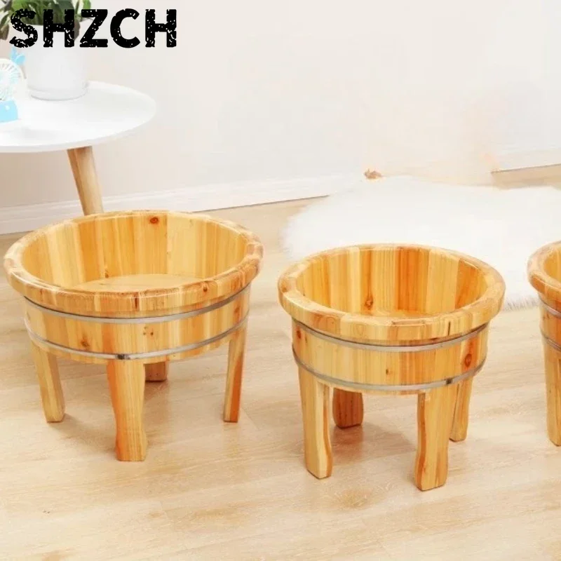 High-Leg Wooden Foot Bath Tub for Elderly & Pregnancy Portable Herbal Spa Bathtub No Squat Design Bathroom Foot Accessories
