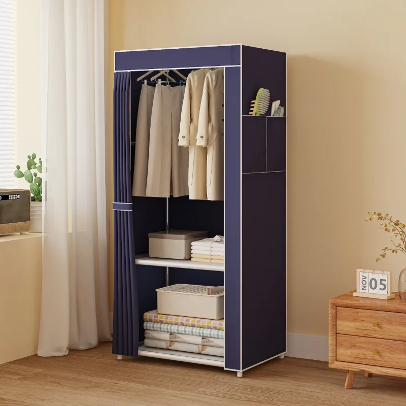 Wardrobe, steel pipe, fabric cabinet, thickened reinforcement, bedroom assembly, home wardrobe, rental room, hanging clothes image 3