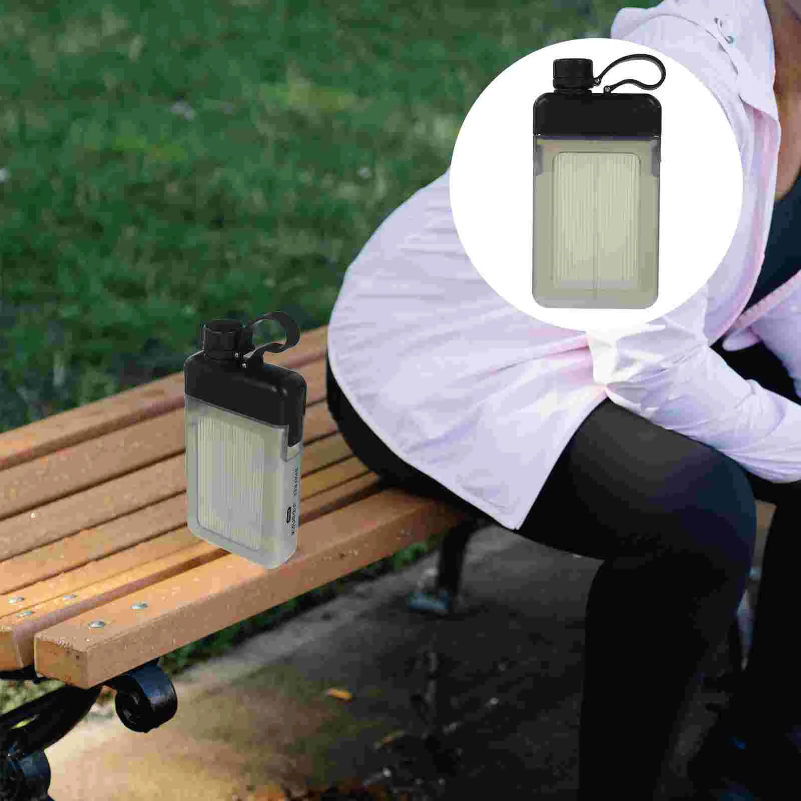 Square Container Sport Bottle Flat Kettle for Outdoor Water Camping Black Clear Fitness