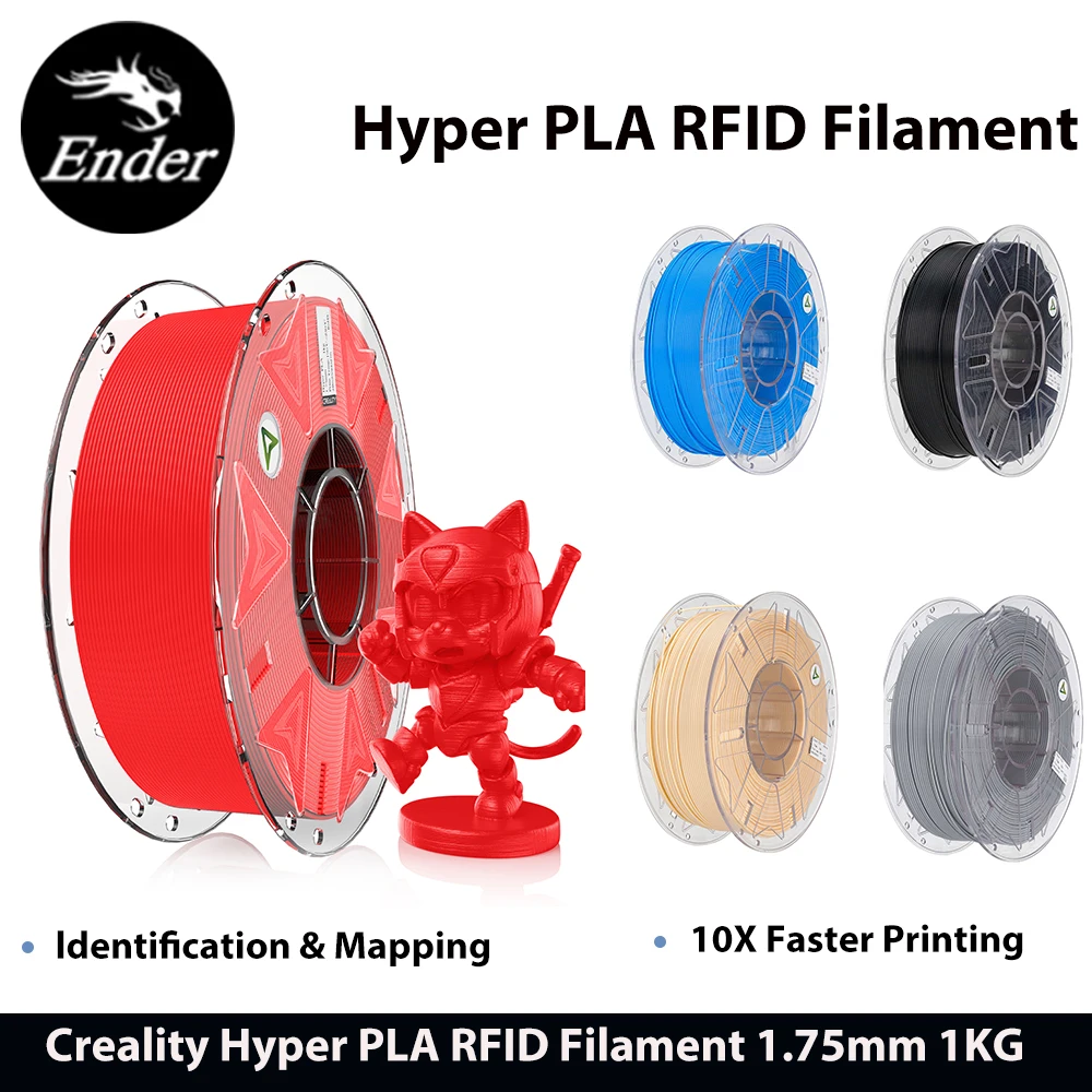 

Creality Hyper PLA RFID-нить со встроенным чипом 1,75 мм, 1 кг, высокоскоростная печать, RFID-метки, 3D-печать для K2 Plus Combo