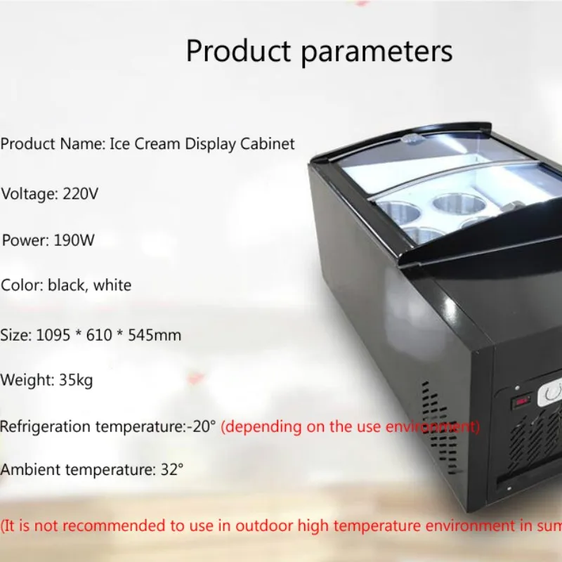 110220V Desktop Ice Cream Showcase Ice Cream Freezer Display Counter Type Gelato Display Freezing Machine