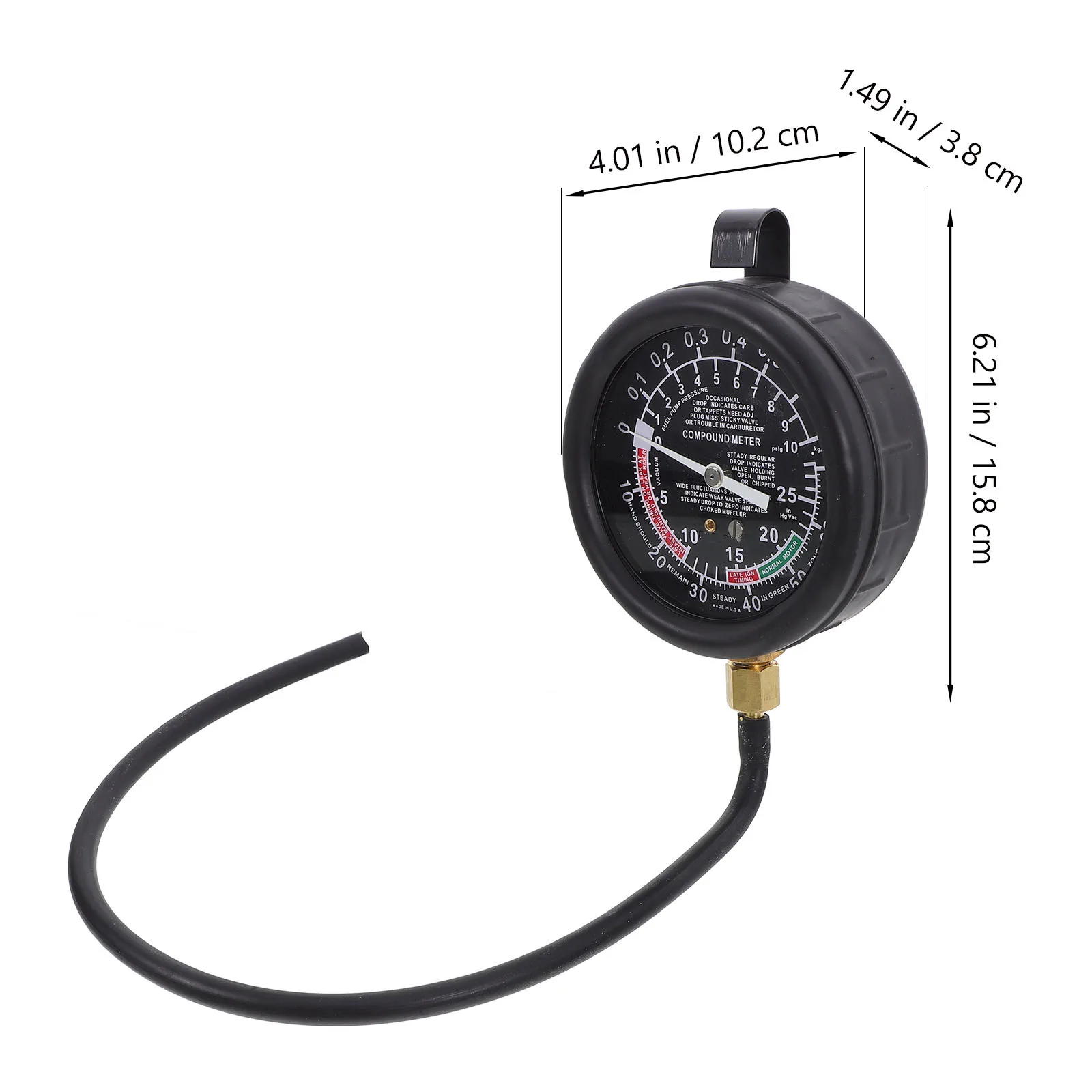 Medidor de vácuo automotivo portátil durável medidor de pressão de vácuo para reparo de carro e testes de pressão de combustível