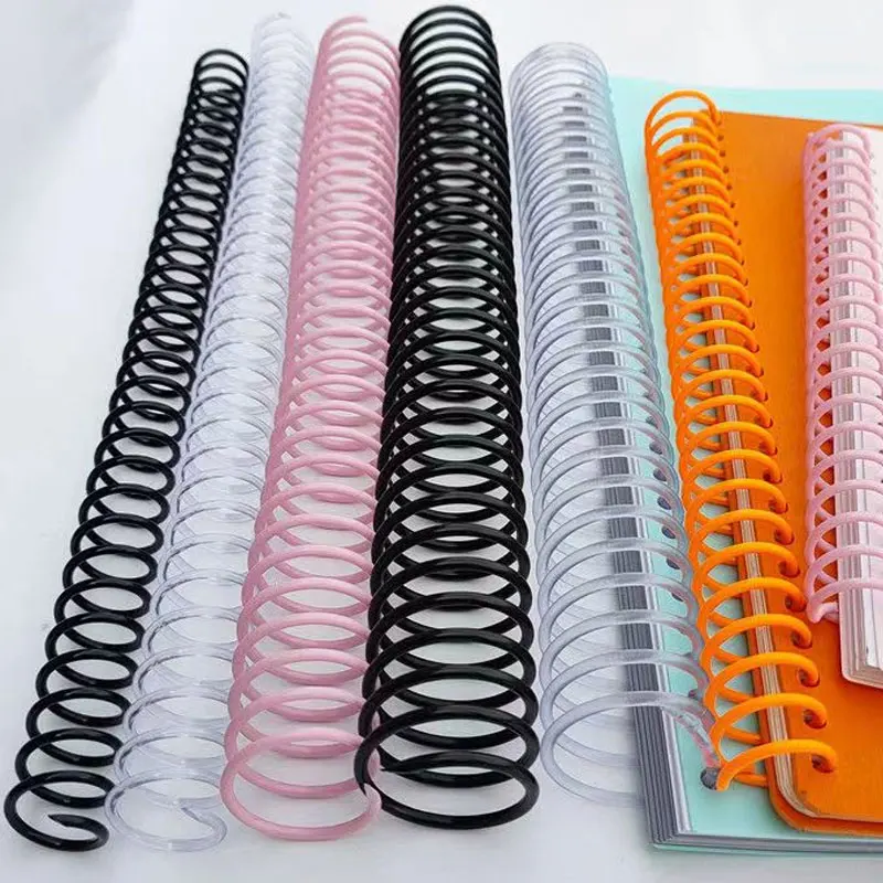 100pcs/Lot Diameter 6/8/10/12mm Plastic PVC Spiral Binding Coil Loose-Leaf 46 Holes Pitch 4:1 Colorful Single Spring for A4 Note