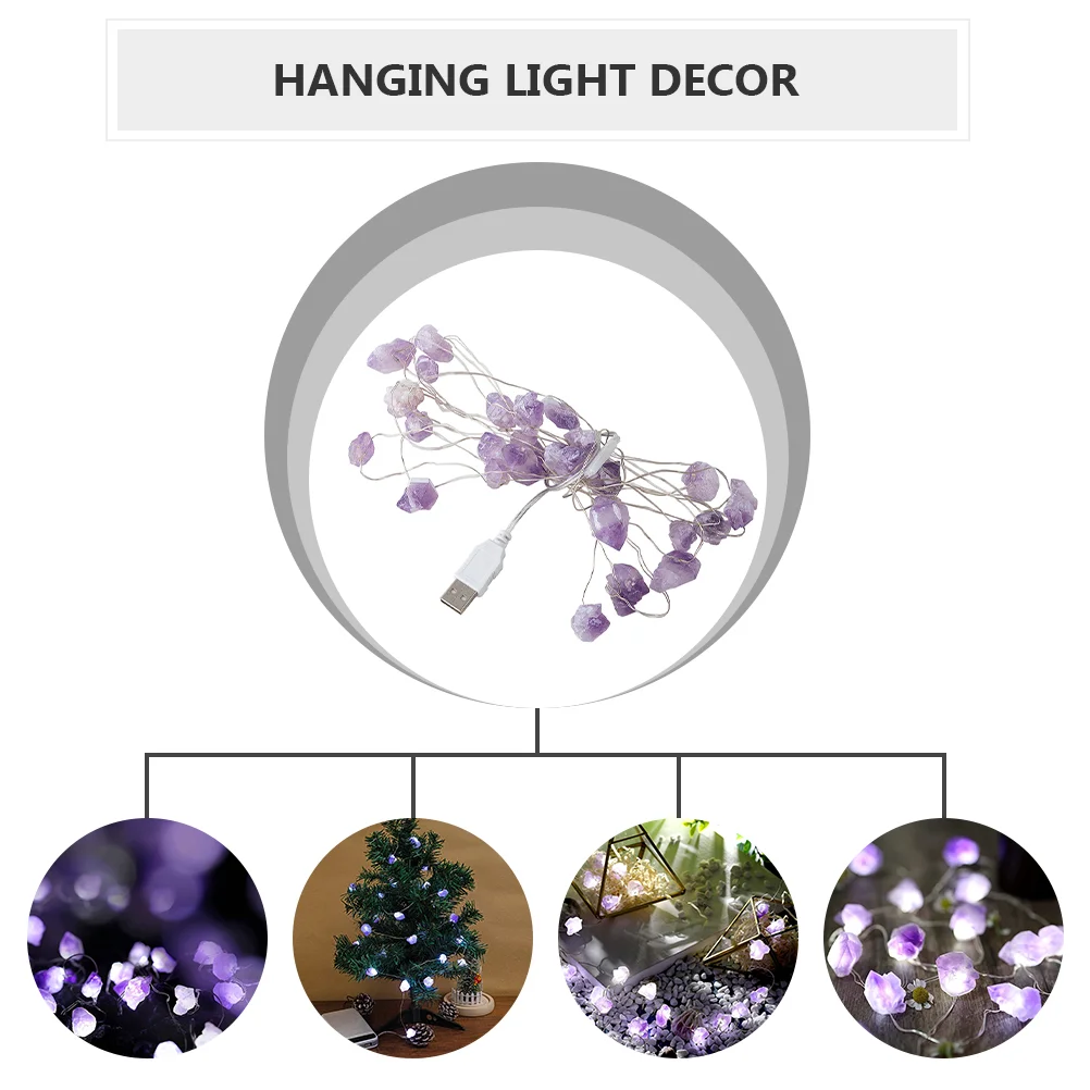 Amethyst String Lights Unique Hanging Decor Holiday Decorative Delicate Party Strap Indoor Pendant Decorate