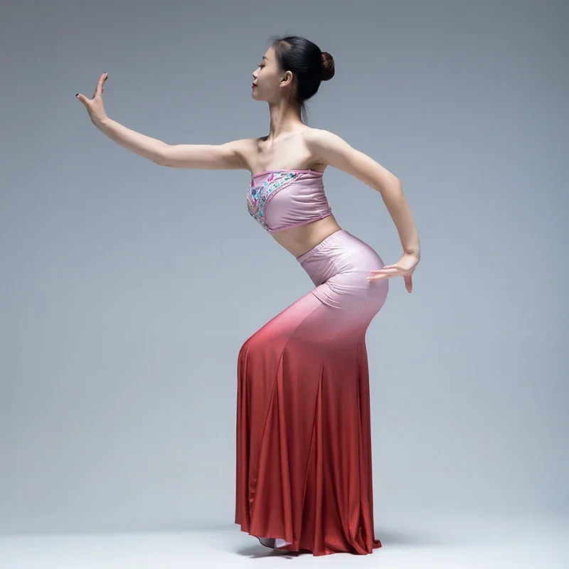 Chinese Traditional Peacock Dance Dress National Dance Costumes Dai Folk Fan Dance Long Mermaid Peacock Performance Clothing