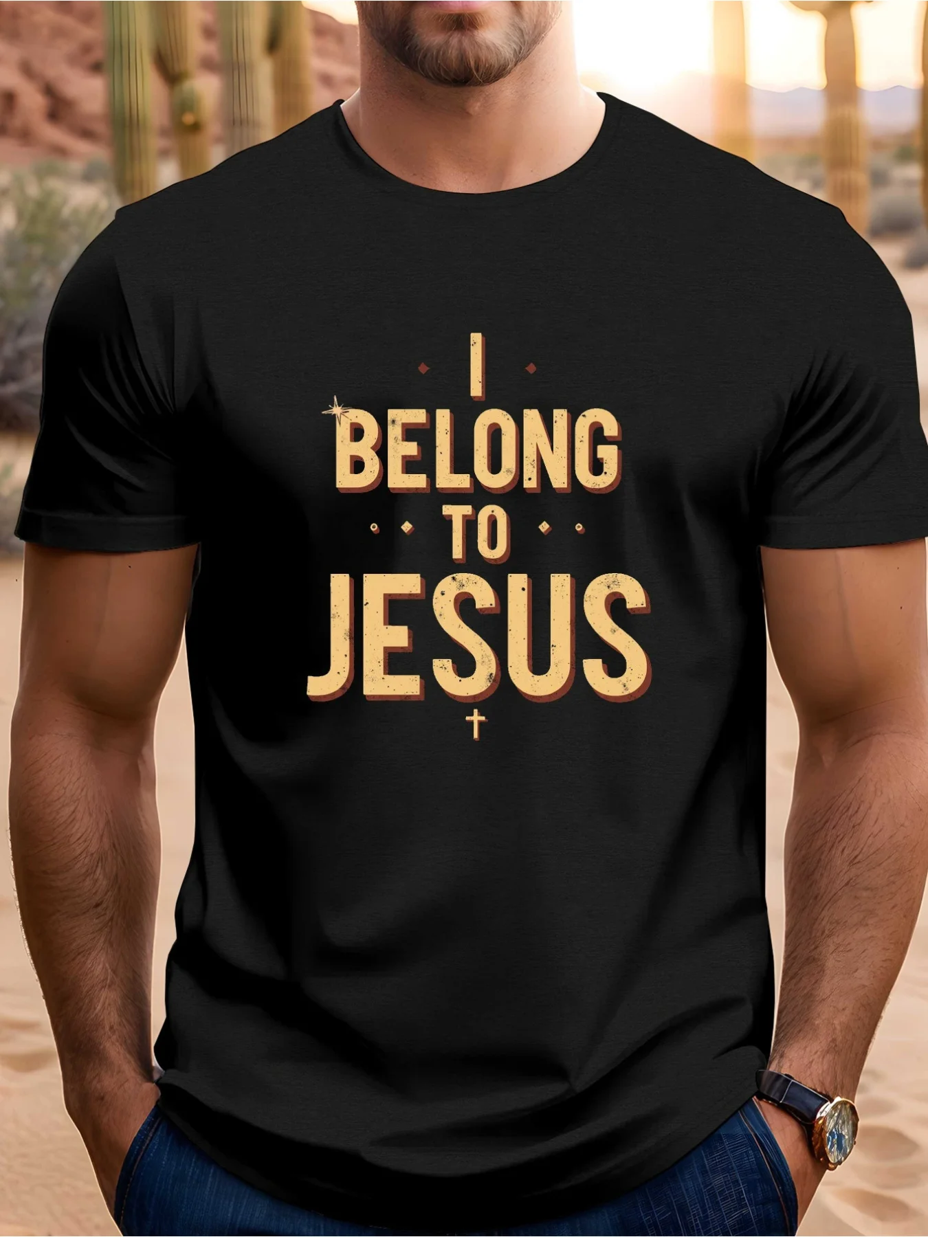 I Belong To Jesus Faith Crinkle Plus Size Men's T-Shirt, PLUS SIZE
