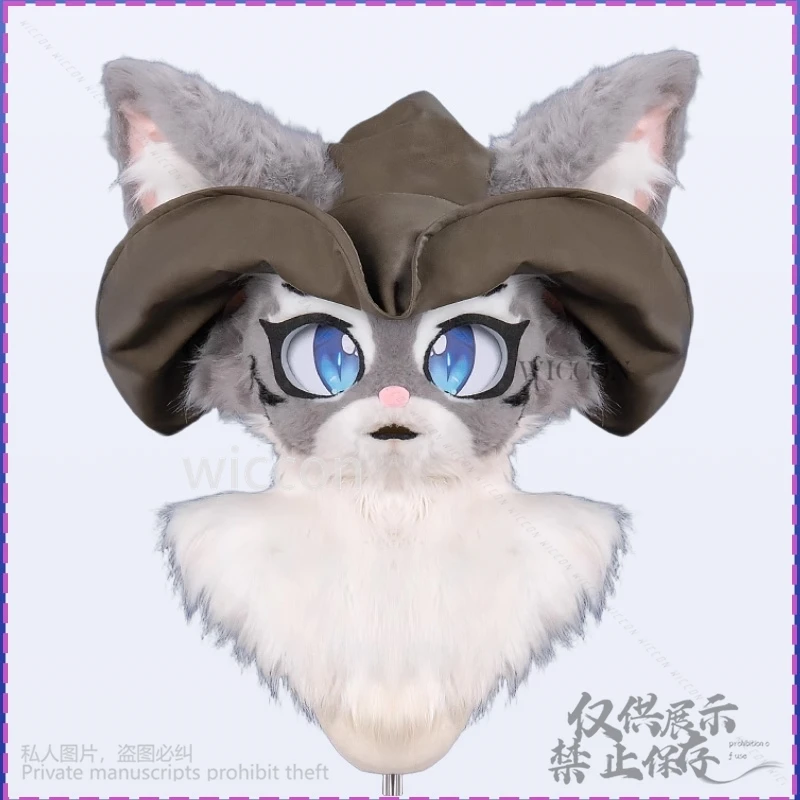 $*() أنيمي الحيوان فروي كوس Furrsuit لطيف 2 اللون القراصنة فايكنغ نمط قبعة ريشة موحدة Kawaii الحلو @ # $%^&*! () # &LifelikeCos@!