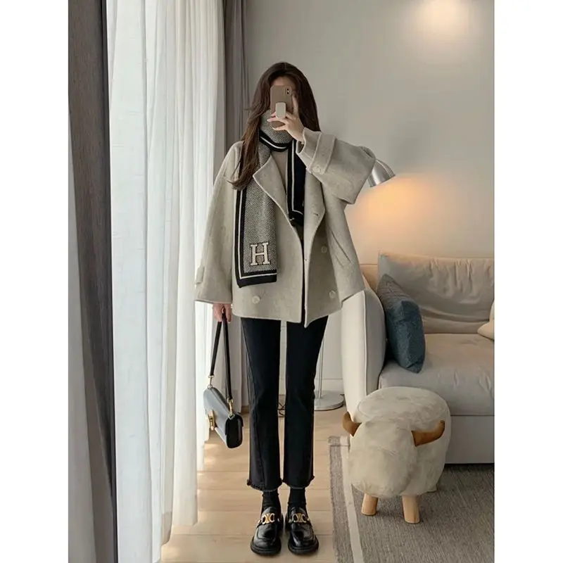 New Short Woolen Coat Autumn And Winter High-end Jackets Oversized South Korea Clothing Elegant Fashion LOOSE Casual High Street