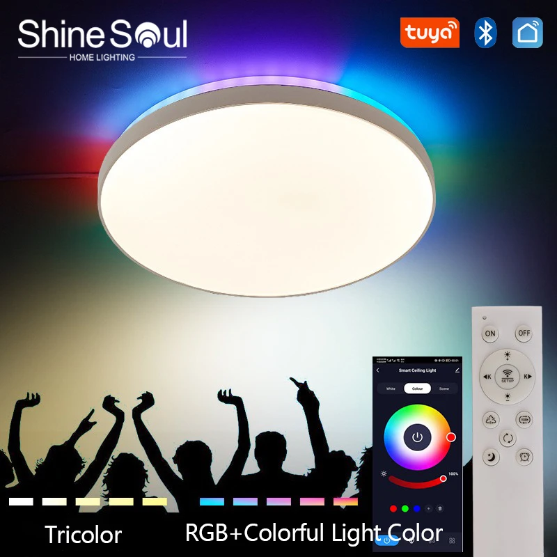 tuya luz de teto inteligente led rgb retroiluminado iluminacao colorida controle remoto app regulavel casa inteligente 01