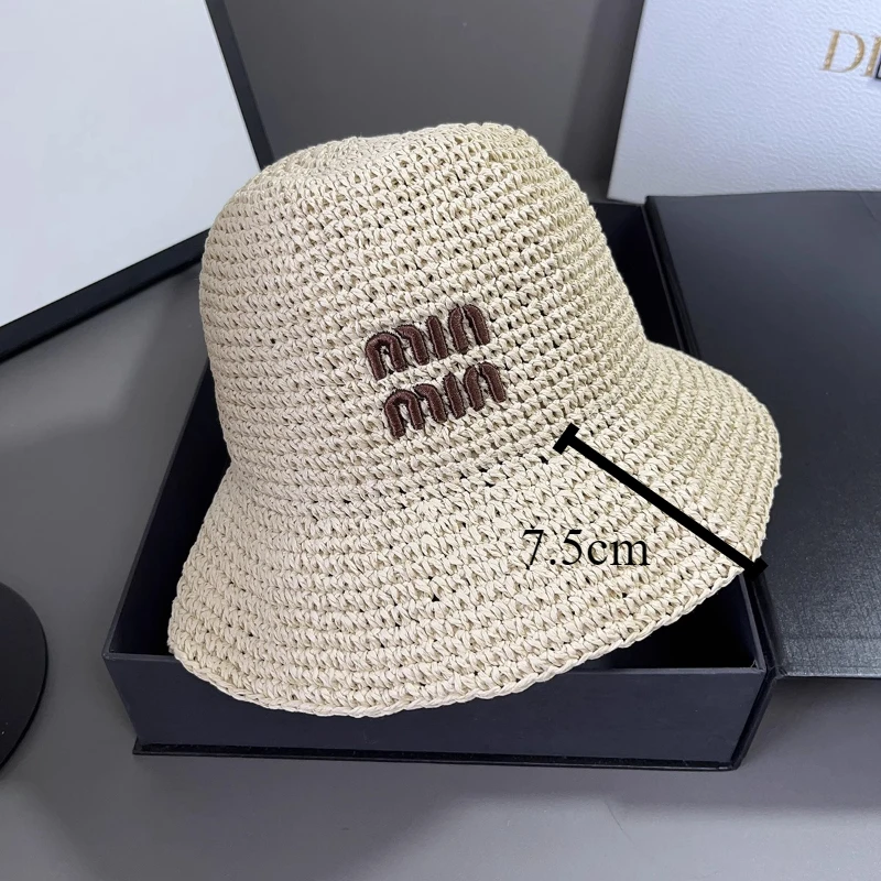 Letter Embroidery Straw Dome B - Hat Floppy Wide ulasan dan harga