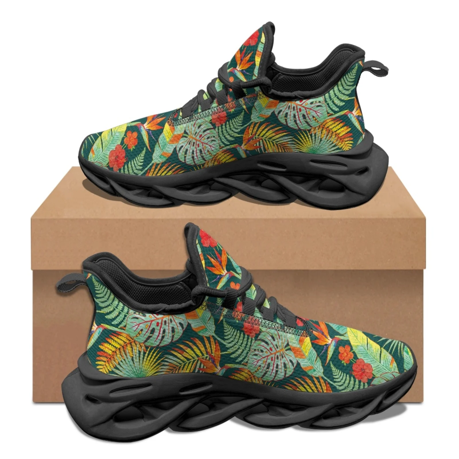 PENSTROLL Tropical Leaf Art Breathable Men's Running Shoes Men’s Blade Sneakers for Adults Non Slip Men's Sneakers