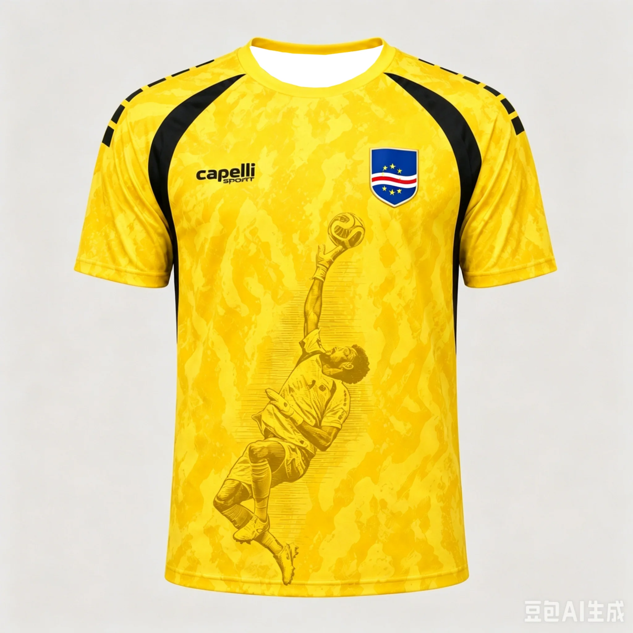 Cape Verde Team Soccer Jersey Men Yellow 3D Star Portrait  Sport Quick Dry Football T-shirt Fans Training Tee New Sportswear