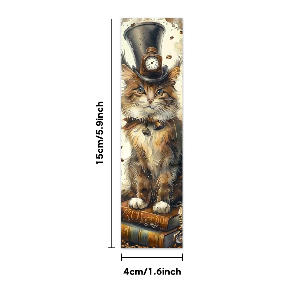32 Pcs Steampunk Machine Cat Bookmarks, Vintage Art, Ideal for Teachers Readers and Book Lovers, Perfect Birthday New Year Gift