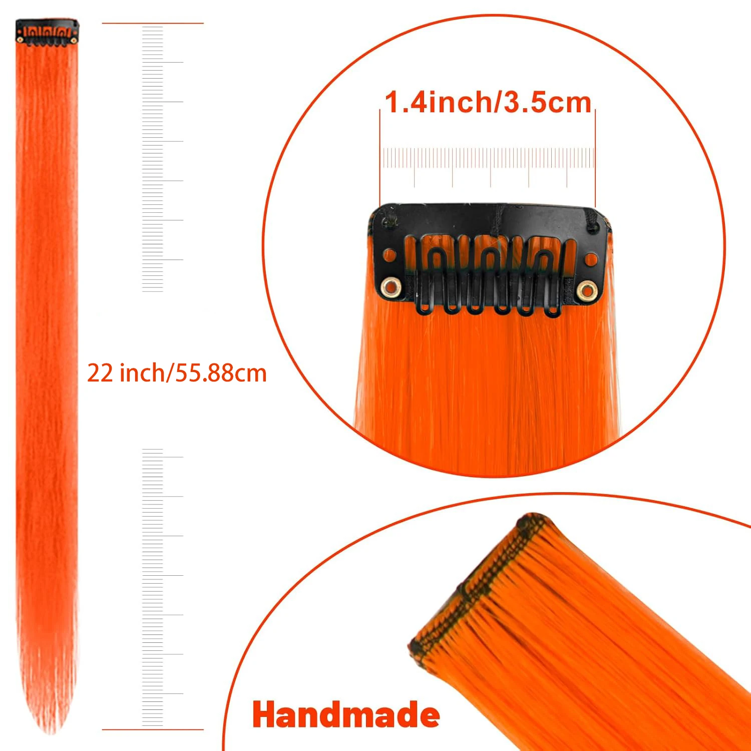 ColoredHair Extensions 22 Inch Colorful Clip in Hair Extensions Straight Synthetic Hairpiece for Women  Halloween Christmas