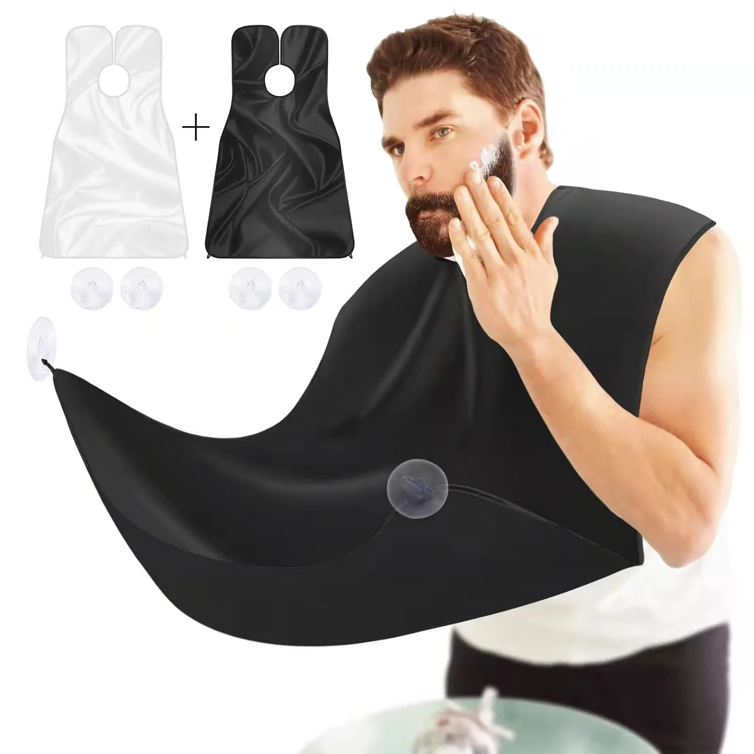 

Beard Bib Apron for Men, Christmas Day Gift Beard Trimming Catcher Bib for Shaving & Hair Clippings, Waterproof Non-Stick Hair Catcher Grooming Cloth with 2 Suction Cups