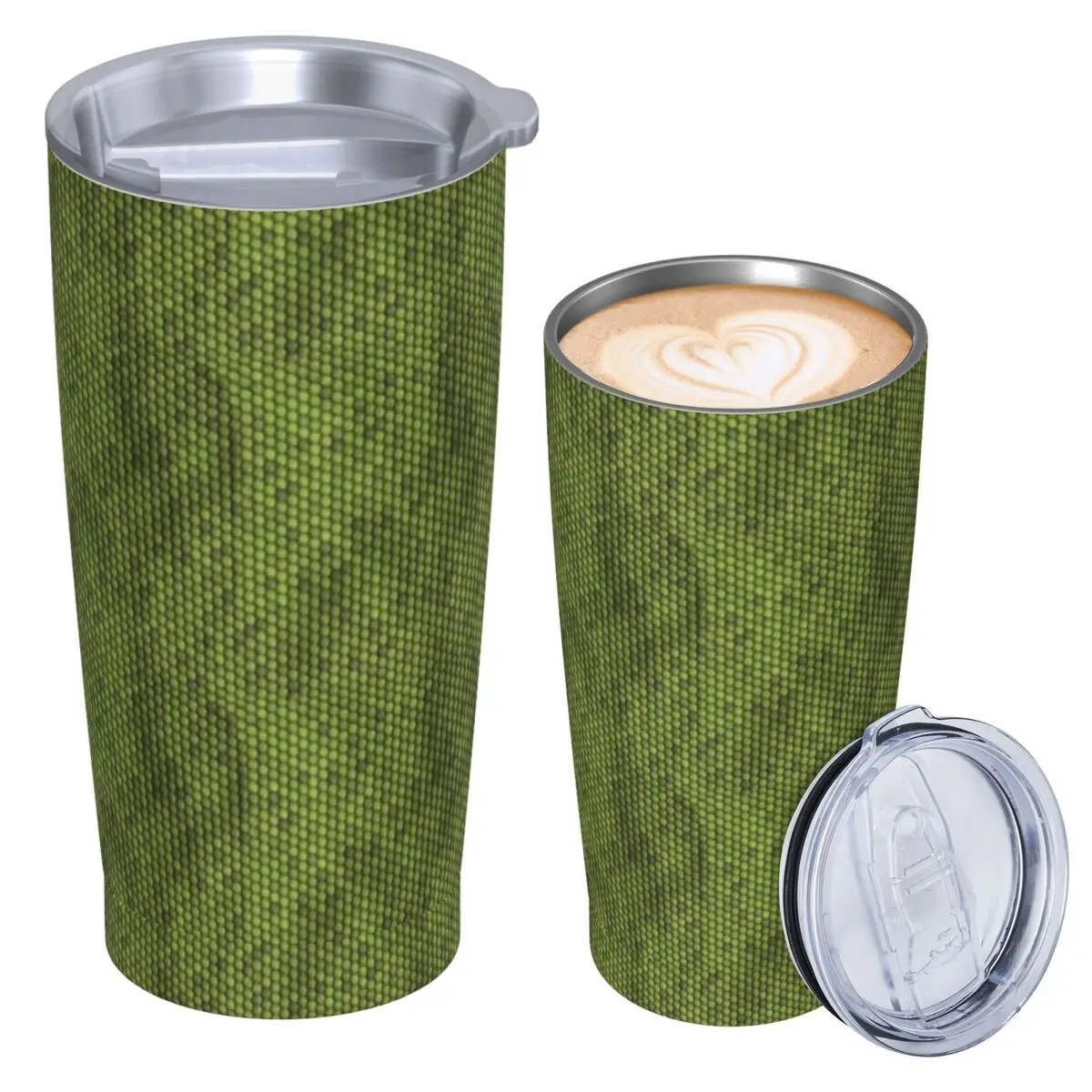 Green Lizard Skin Pattern Design Stainless Steel Tumbler Vacuum Insulated Mugs Thermal Cold Bottle Straw With Lid 20oz