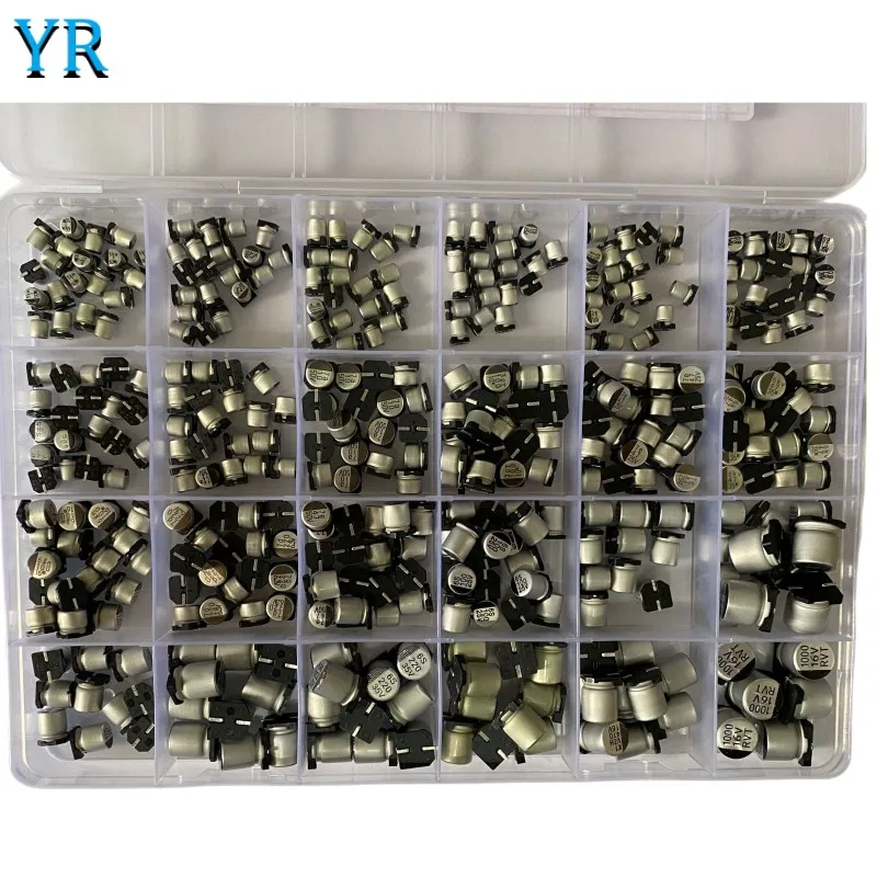 24Value 400PCS SMD Aluminum Electrolytic Capacitors Assortment Kit SMD 1uF-1000uF 6.3V-50V