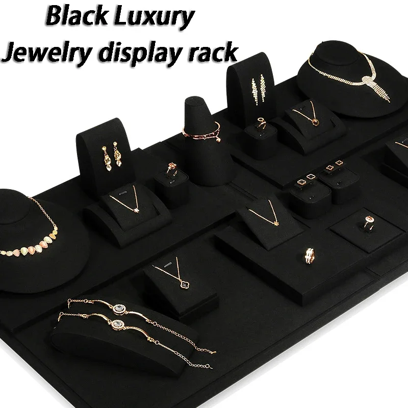 Black Jewelry Display Holder Counter Necklace Earrings Ring Storage Displays Rack Live Streaming Women's Jewelry Display Props