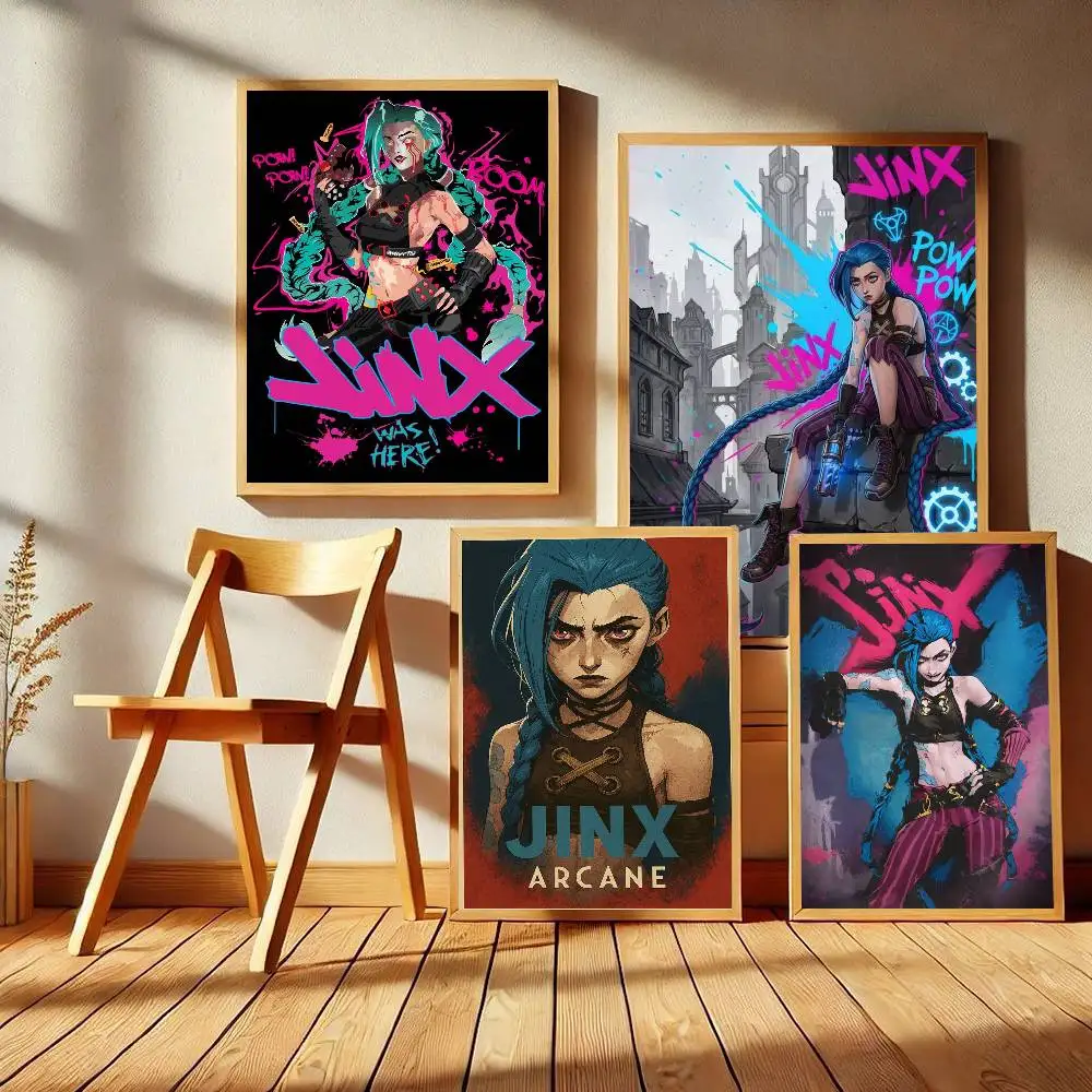 Arcane Season 2 Jinx VI Graffiti Classic Vintage Posters HD Quality Wall Art Retro Posters for Home Room Wall Decor