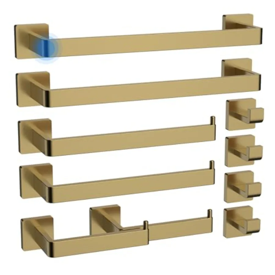 

Bathroom Towel Racks with Collision Avoidance for Toilet Paper Holder Thickened 304 Stainless Steel Brushed Gold 10-Piece Towel