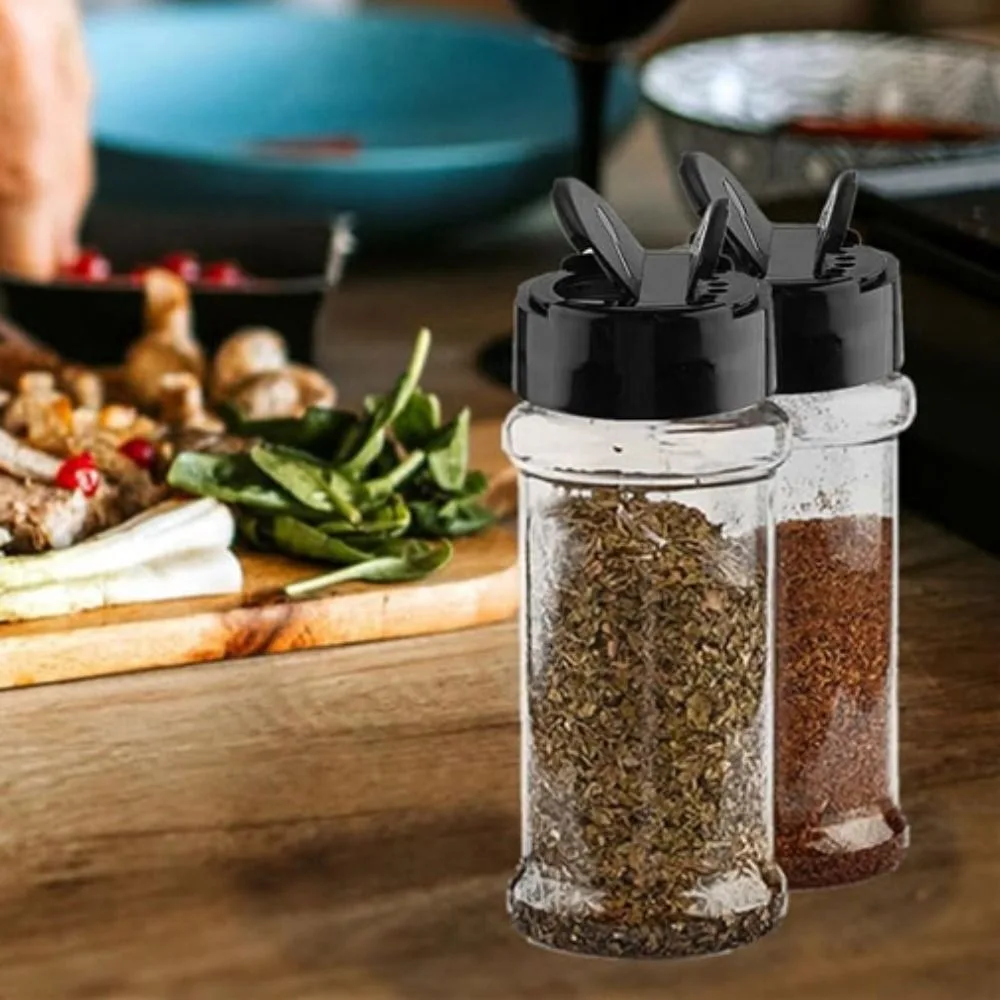 200ml Clear Plastic Spice Jar Butterfly Cover Transparent Seasoning Bottle Refill Plastic Spice Containers Salt Pepper