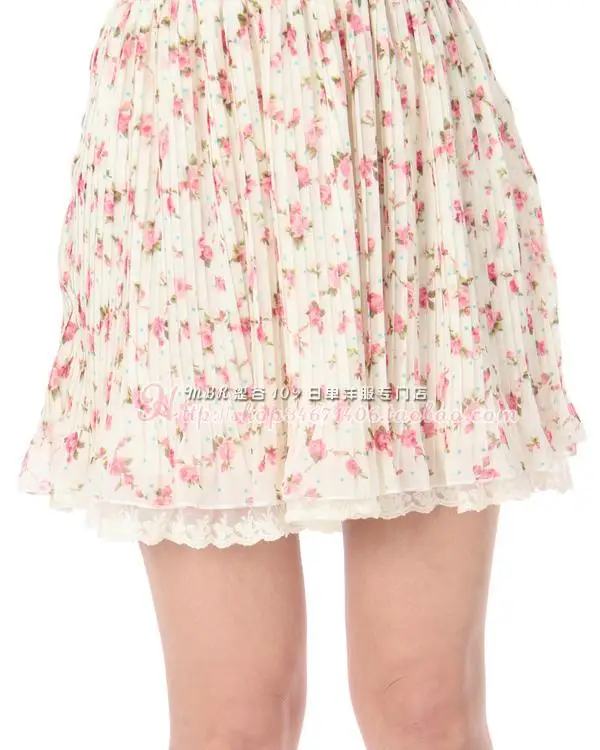 Japan SALES Japan Liz Lisa Chiffon Crepe Floral Printed Suede Ribbon Lace Tank Dress