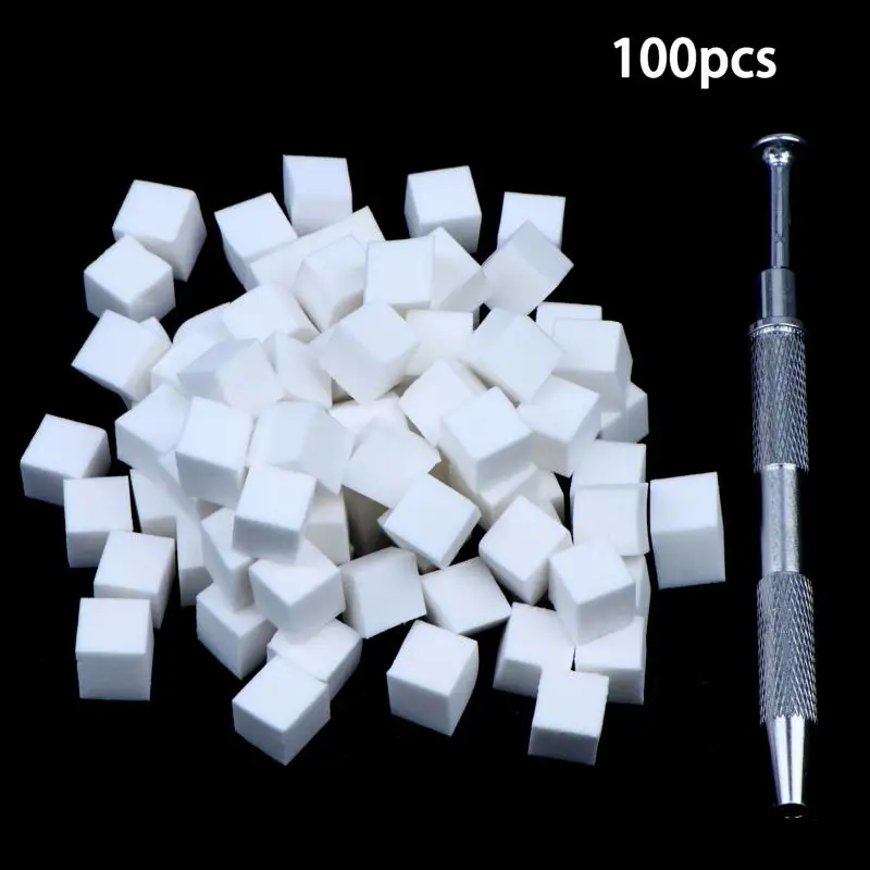 100Pcs Nail Art Sponge Set Grabbing Pen DIY Gel Polish Brush Glitter Powder Manicure Accessory Tool