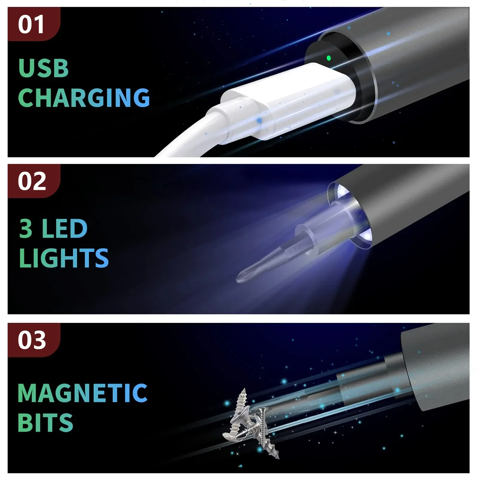 WOWSTICK Mini Power Screwdriver 23/ 62 in 1 Precision Screwdriver Set with LED Light & Rechargeable Cordless Screwdriver