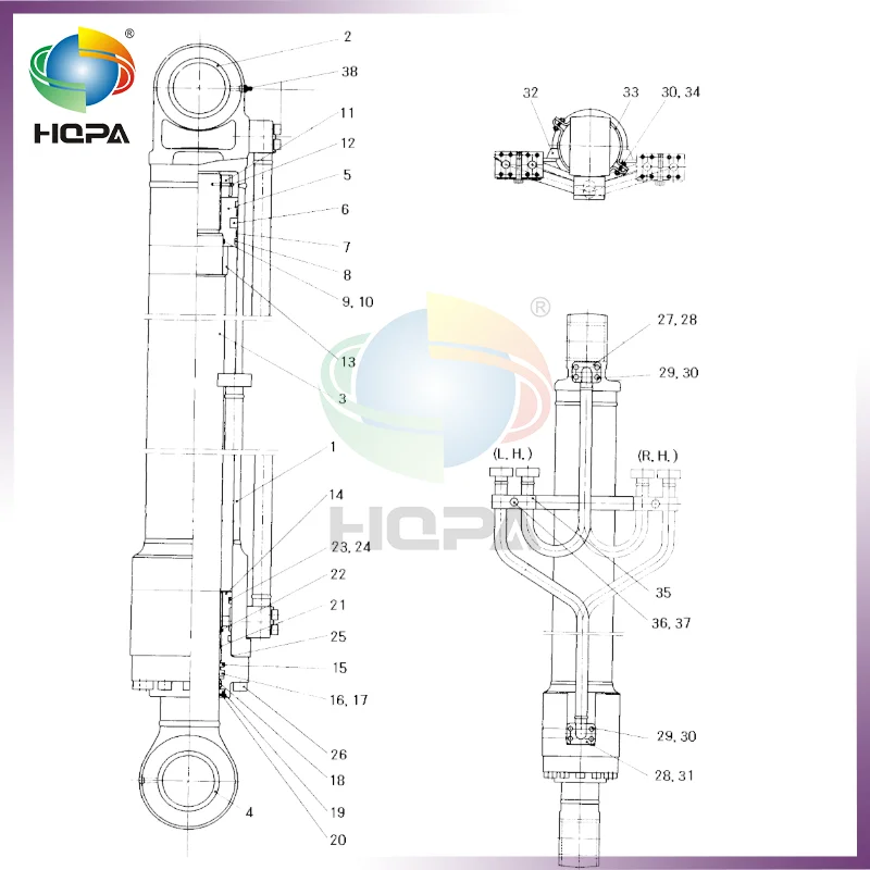 Kit de vedação do cilindro da lança 2440-9144KT 24409144KT para escavadeiras Doosan Daewoo Komatsu Solar 200W-III Solar 220W-III DH200-3 DH220-3