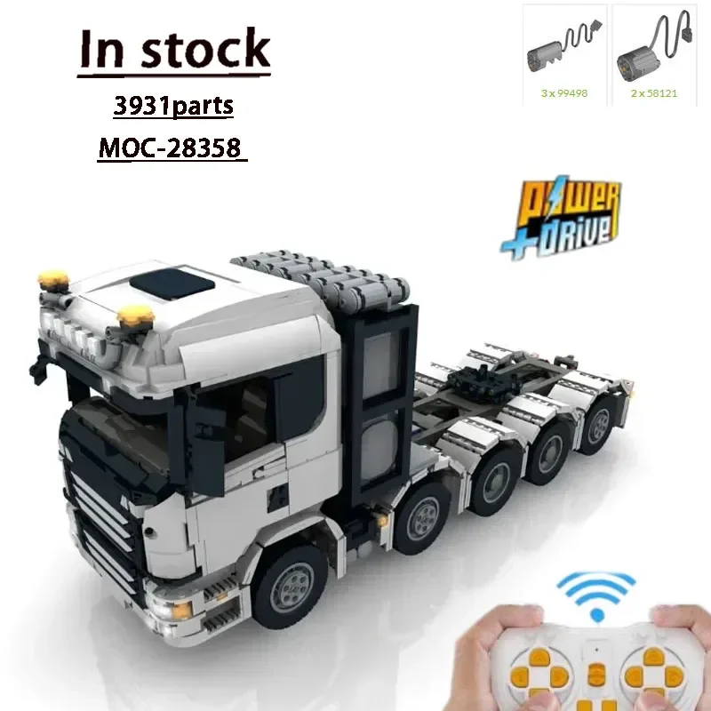 MOC-28358 Custom RC 10x4 6 SLT White Truck Van Building Block Model 3931 Parts Boy Kids Birthday Building Blocks Toy Gift