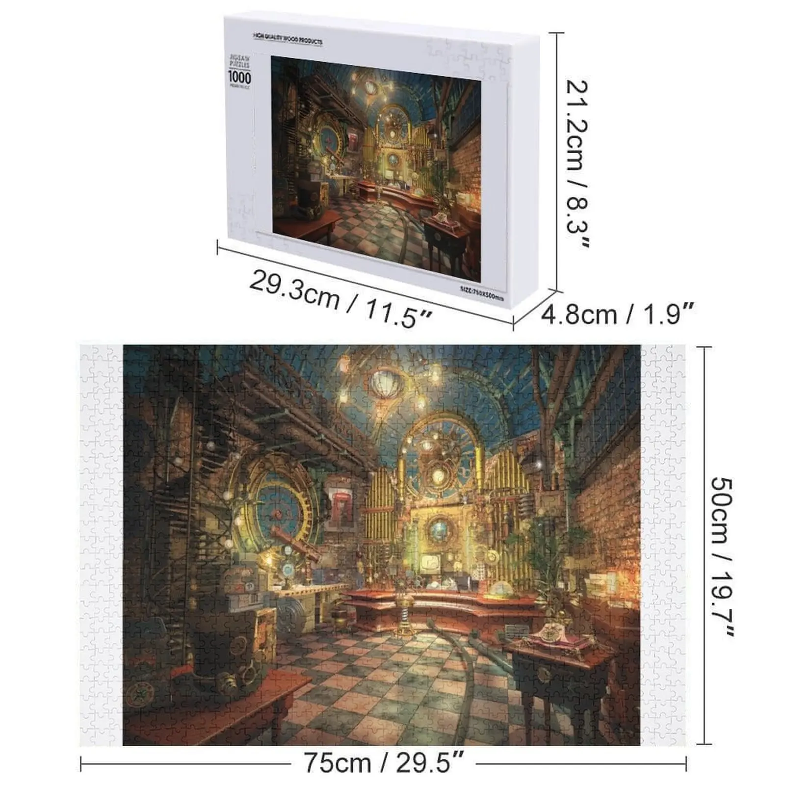 Surrealistyczna Steampunkowa Sala Muzyczna z Puzzle Fonebook z Personalizowanym Zdjęciem, Drewniane Dekoracje, Obrazy, Puzzle