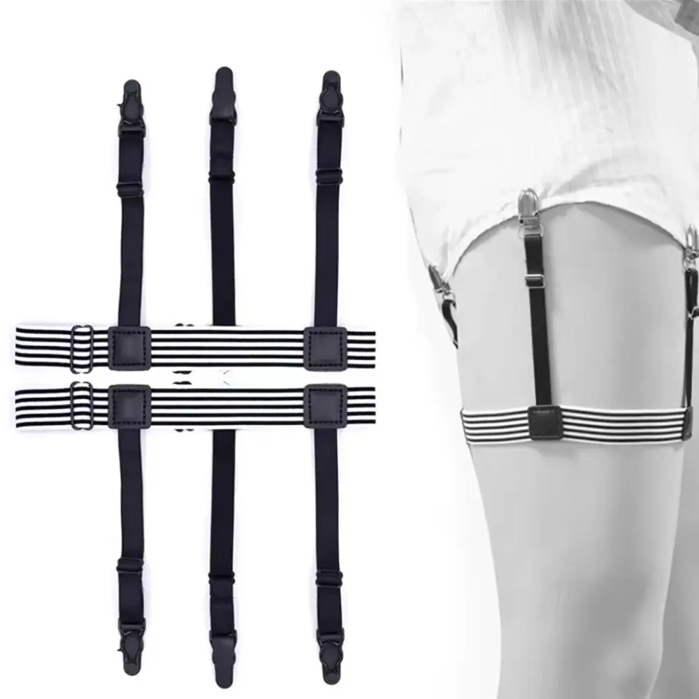 

1Pair New with Non-slip Locking Clips Shirt Stay Belt Adjustable Lock Elastic Garters Strap Shirts Tucker Men