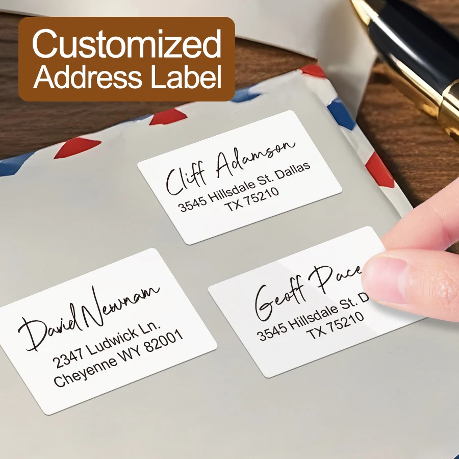 

Custom Address Stickers with Adhesive Backing - Personalized Mailing Labels for Business Envelopes,Greeting Cards & Invitations
