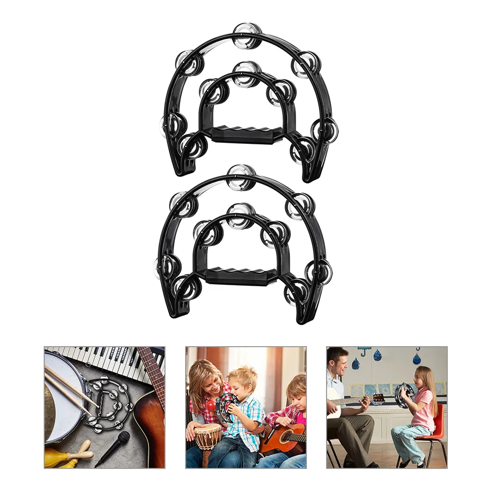 

2 Pcs Hand-ring Musical Instrument Shaker Plastic Tambourine Bells Handheld Instruments Percussion Kids Small Mini