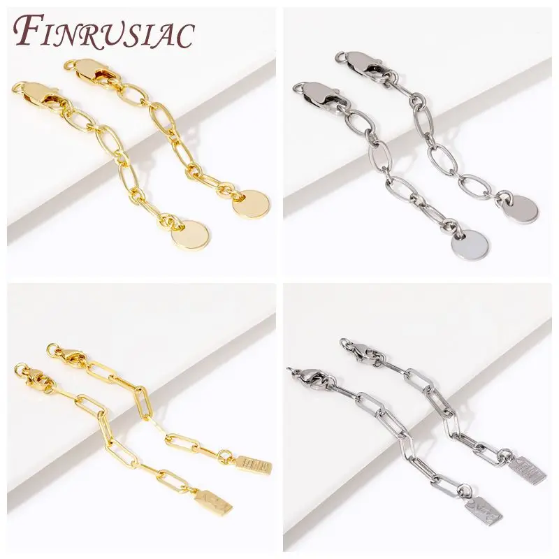 18K Gold Plated Extension Extender Tail Chains with Lobster Clasps For Jewelry Making,Connectors For Bracelets Accessories DIY