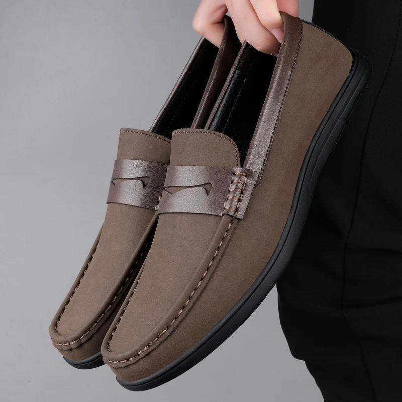 Spring Fashion Suede Men's Comfortable Fit Casual Loafers Brand New Men's Breathable and Non Slip Soft Bottom Casual Boat Shoes