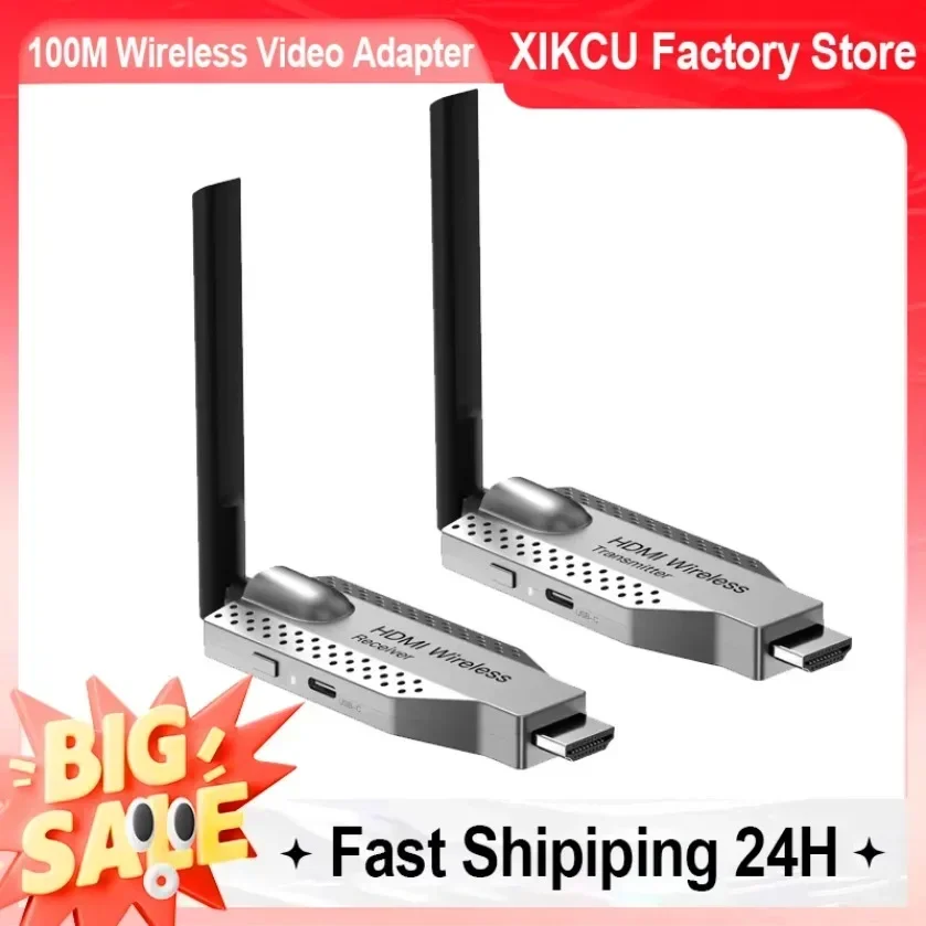 

100M Wireless HDMI-compatible Video Transmitter and Receiver Extender Display Adapter Cable Screen Mirror for Camera PC To TV