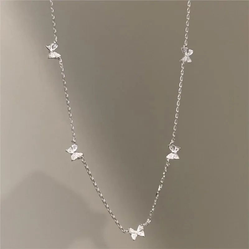 PANJBJ 925 en argent Sterling papillon Zircon collier pour les femmes doux bureau tempérament tour de cou bijoux cadeau livraison directe